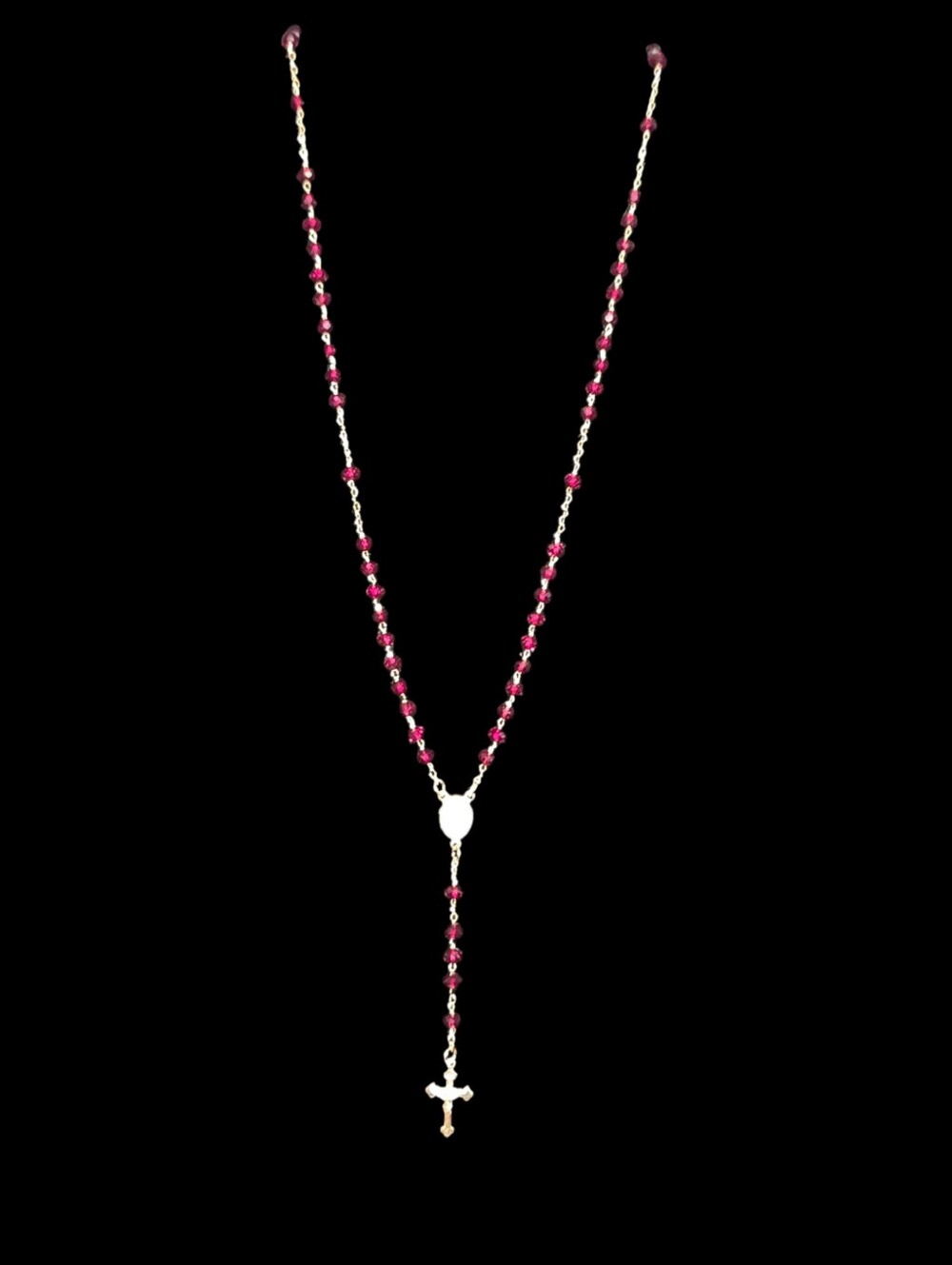 18K Gold Plated Red Virgin Mary Necklace - Made In Brazil